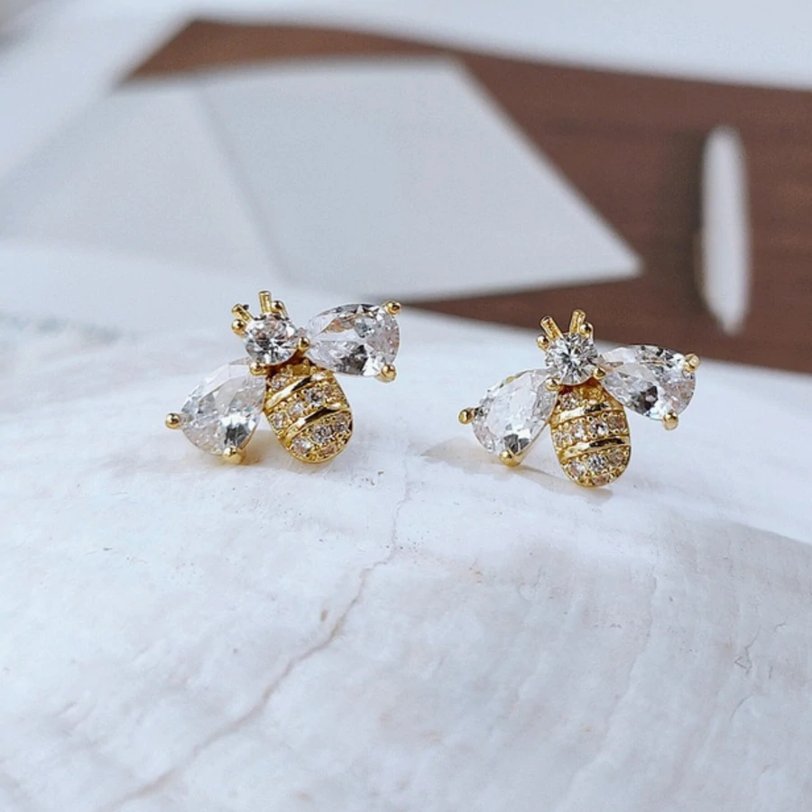 Boucles D'oreilles Abeille Cristal